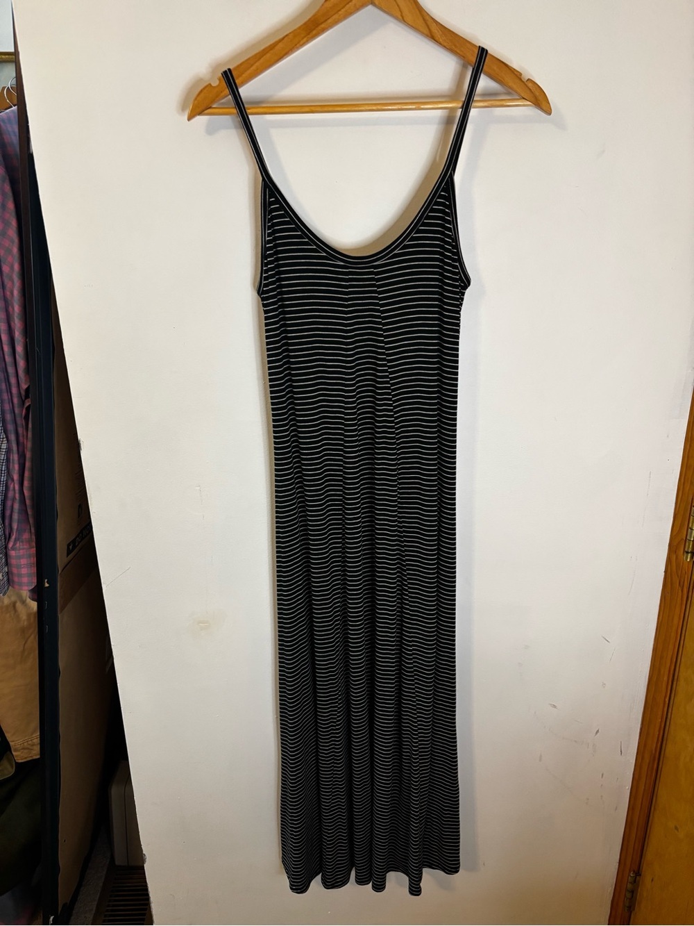 Fifteen Twenty 90s Black and White Striped Maxi Slip Dress
